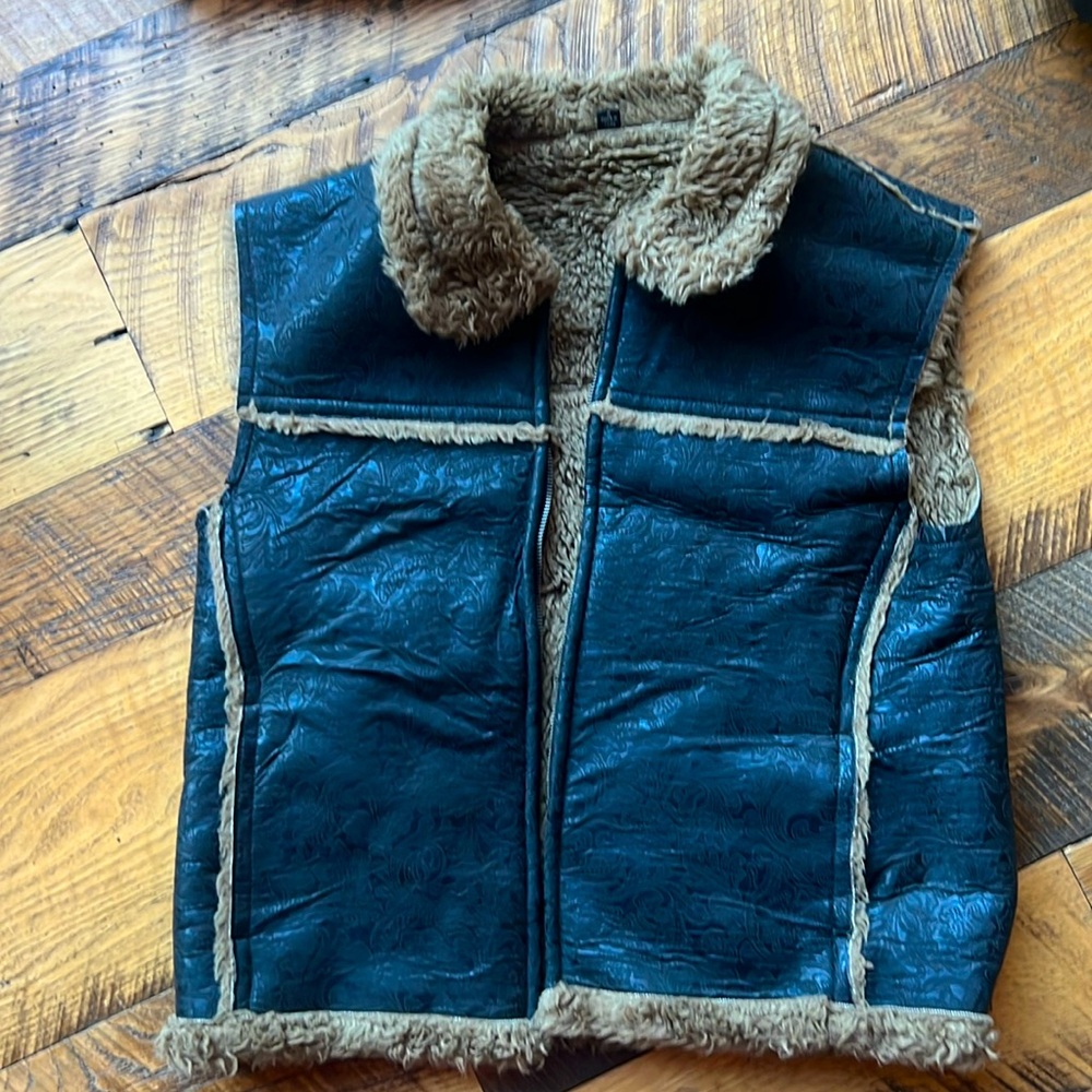 Western faux leather vest.
